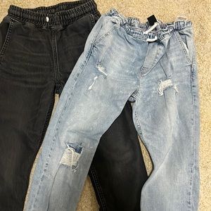 H&M denim elastic waist jogger size 9-10 boys black/blue